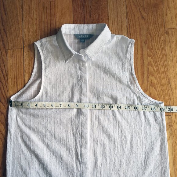 Kenar 100% Windowpane Lightweight Button Down Sleeveless Tank Top Tunic Blouse - Picture 13 of 16